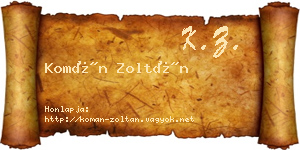 Komán Zoltán névjegykártya